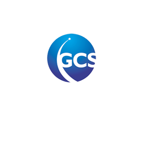 Logo de GCS en azul, con forma circular y la palabra “GCS” en el centro.